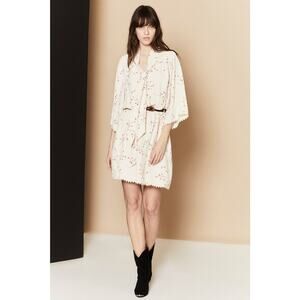 NWT Joie Dakoda Blossom Print Flutter Sleeves Elastic Waist Cream Dress Size XXS